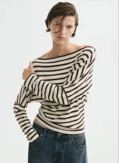 H&M ボーダー ボートネックトップス 長袖