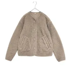 UNIQLO ユニクロ　ボア フリース ノーカラージャケット　ベージュ　M