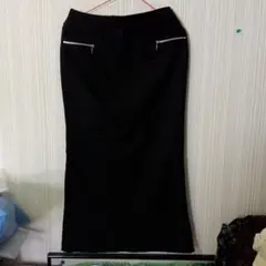 イマージュ黒いロングスカート サイドファスナー付き