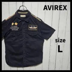 美品 ワッペン AVIREX アヴィレックス 半袖 ミリタリーシャツ トップ