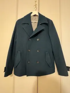 コムサコミューン　ダークグリーン ウール ピーコート