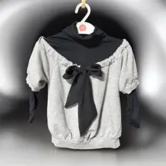 オフショルダーリボン付き半袖カットソー＆黒ハイネックカットソー95cm