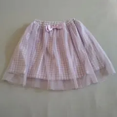 マザウェイズ　薄紫色 チェック柄 チュールスカート