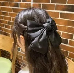 売切終了★ バレッタ 黒 リボン ヘアアクセ 卒園 卒業 入園 入学 ブラック