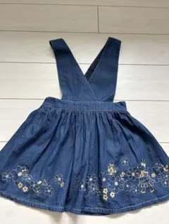 ニットプランナー サロペット 120cm デニム ジャンパースカート 刺繍入り