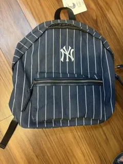 ヤンキース　ロゴ　MLB ストライプ ネイビー バックパック　デニム　タグ付きのサムネイル