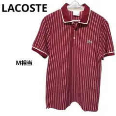 LACOSTE ストライプ柄 ポロシャツ 3 エンジ メンズ