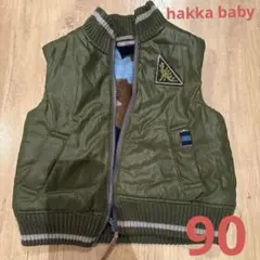 hakka baby 90サイズ　恐竜・迷彩柄中綿ベスト（オリーブグリーン）