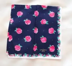 ungaro paris ハンカチ 薔薇柄 ネイビー 未使用品のサムネイル