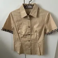 DAKS LONDON 半袖シャツ ベージュ チェック柄のサムネイル