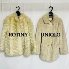 ファーコート クリーム色とベージュのセット