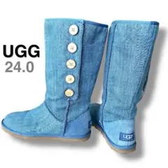極美品✨UGG アグ ウォッシュドデニム ボタンブーツ ロング 24.0