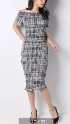 【新品タグ付き】REDYAZEL チェックシャーリングタイトワンピース