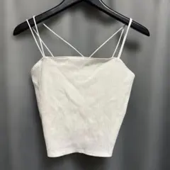 リブ編みライトグレーキャミソール