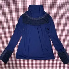 美品　axesfemmアクシーズ ブルーネイビー ハイネックトップス カットソー