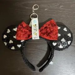 ミニーマウス耳カチューシャ 赤リボンハート　東京ディズニーリゾート　ランドシー