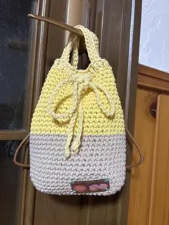 セール　巾着型バック　黄色&ベージュ