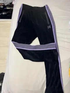 Needles ベロア トラックパンツ XS ブラック パープルのサムネイル
