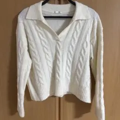 GU ケーブルニット 長袖 ホワイト M