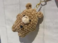 編みぐるみ　おめかしくまちゃん　ハートチャーム　キーホルダー