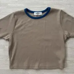 RÉDY AZEL 半袖 Tシャツ ベージュ ブルー　チビT リブ　韓国のサムネイル