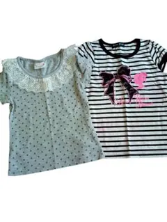 女の子　半袖Tシャツ　2着セット　110サイズ　水玉　ドット　ボーダー