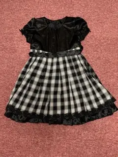 fairy princess キッズ チェック柄 ドッキングワンピース ブラック
