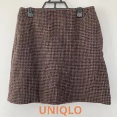 UNIQLO ユニクロ　ミニスカート　台形スカート　チェック　ブラウン　茶色