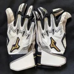 Mizuno バッティング用手袋 ホワイト/ブラック/ゴールド