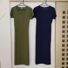 マタニティワンピース　両脇ファスナー付き　授乳ワンピース　2点セット　Mサイズ