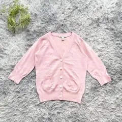 BANANA REPUBLIC【XS】シルク Vネック カーディガン 上品ピンクのサムネイル