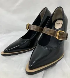 FENDI Mary Jane FFrame パンプス 37 ズッカ柄 約24㎝のサムネイル