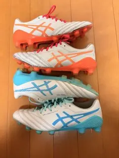 ASICS サッカーシューズ ホワイト/オレンジ/ピンク二足セット