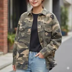 GYDA　カモフラ柄　ドルマン　ジャケット　迷彩　ミリタリー　レディース　長袖