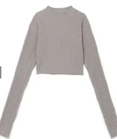 値下げ　グレイル　ショート丈リブニットトップス　グレージュ