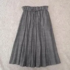 未使用　イナ　グレンチェックスカート　ウール　リネン　コットン　定価1.7万