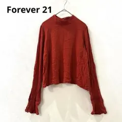 FOREVER21 フォーエバー21 長袖　ハイネックトップス フリル袖 M 赤のサムネイル