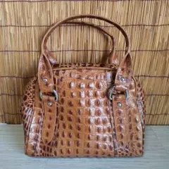Y-562 VIVACE ブラウンレザー クロコダイル風トートバッグ