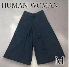 HUMAN WOMAN ヒューマンウーマン ワイドパンツ M カーキ ナチュラル