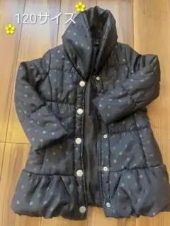 フード付き黒ドット柄コート 120サイズ