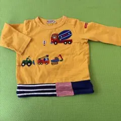 ミキハウス　80サイズ イエロー 乗り物　動物刺繍　ロンTシャツ