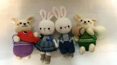在庫SALEウサギとクマのあみぐるみ4体セット