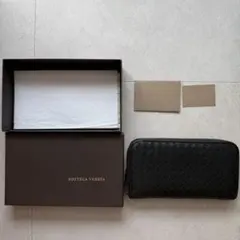 美品　BOTTEGA VENETA 編み込みレザー 長財布 ブラック