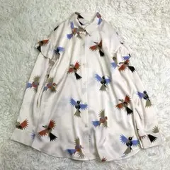 美品✨PS Paul Smith ポリバードプリント シャツ ブラウス　鳥　総柄のサムネイル