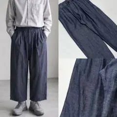 美品】今季yuniユニ コットンリネンデニム ワイドコクーンパンツ