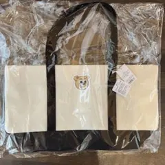 フェイラー オールドテディ ワッペントートバッグ アイボリー×ブラック