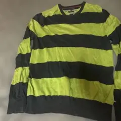 Tommy Hilfiger 黒緑ストライプ長袖ニット