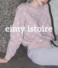 eimy istoire ピンク ロゴ刺繍 クルーネック スウェット　トレーナー