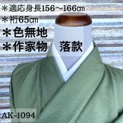 裄65 色無地 作家物 落款 色味の良い 正絹 紋無し 着物 AK-1094