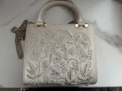 【美品】ZARA サテン風フェイクパールバッグ